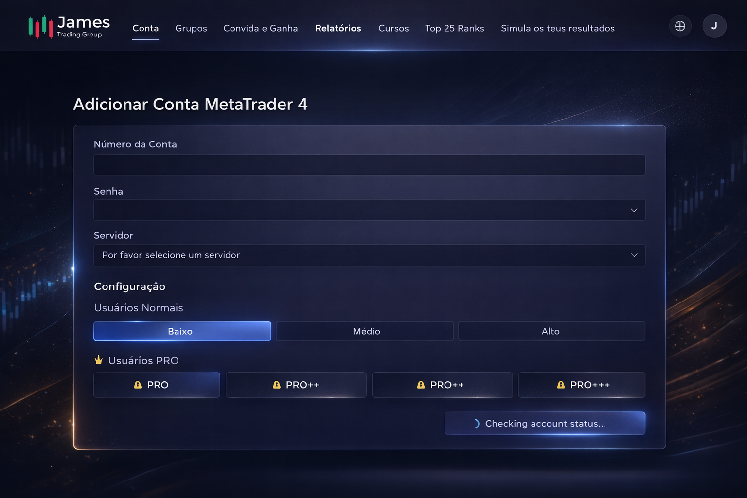 Painel da plataforma